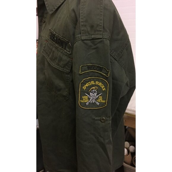 MASH Tv Show Mens Size XXL HAWKEYE Olive Green Army Collared Long Sleeved Shirt - Picture 3 of 6